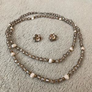 Necklace & floral earrings set